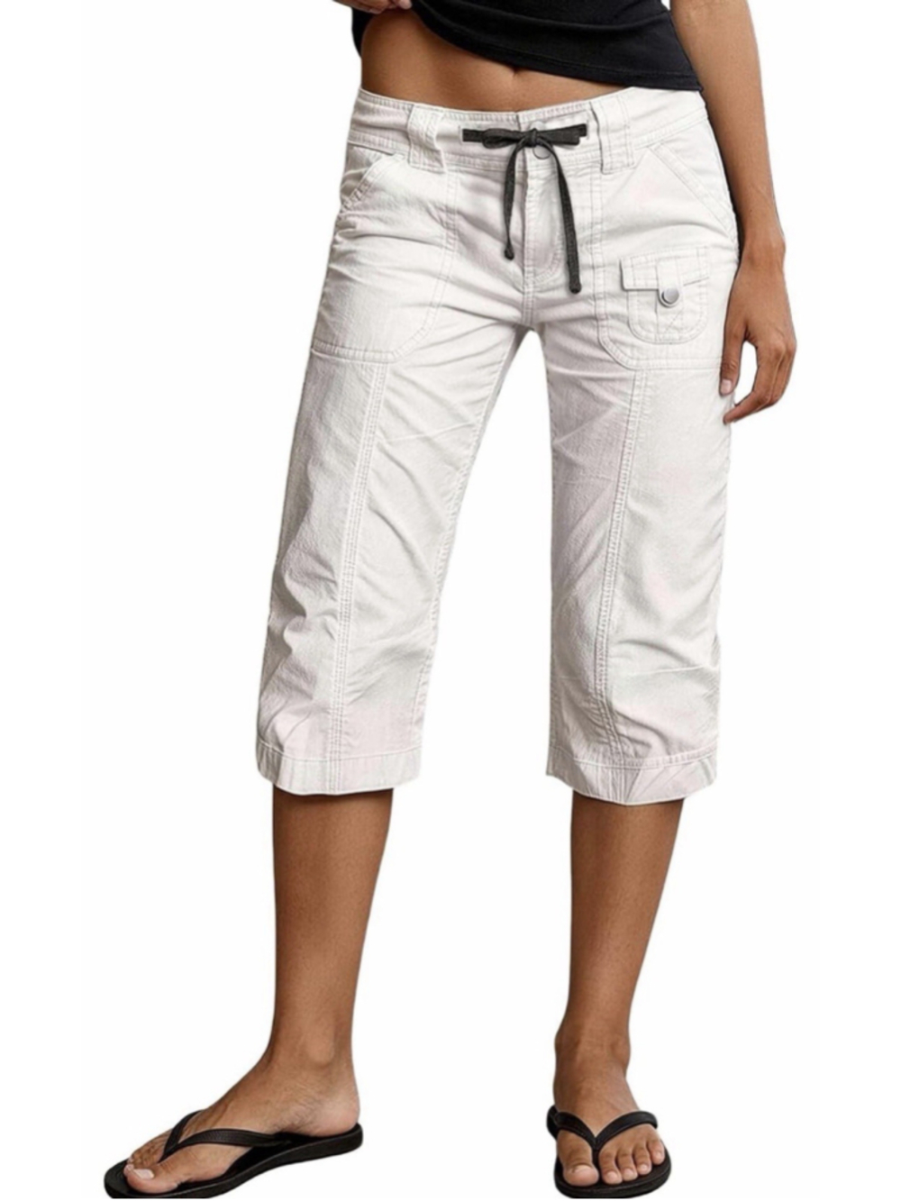 Flamingals Capri Pants for Women Mid Rise Cargo Capris Pants M